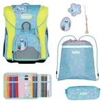 Scout Schulranzen Basic Micro Set 4-teilig Lama Fun hellblau - Hellblau
