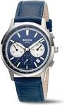 Boccia Herren Armbanduhr Sport 3734-02 Chronograph Titan Lederband blau - Blau