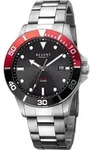 Regent Metall Herren Uhr Armbanduhr Quarz schwarz rot Metallarmband D2URF1543 -