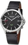 Regent Leder Herren Uhr Armbanduhr Quarz schwarz Lederarmband D2URF1550 - Schwarz