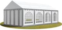 TOOLPORT Festzelt Partyzelt 4x8 m PREMIUM, hochwertige PVC Plane 750 N in grau-wei&szlig;