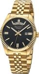 Regent Herrenarmbanduhr BA-884 Edelstahl, schwarz - Gold