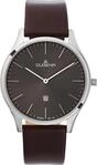 Dugena Herren-Armbanduhr, Plano, Quarz, Edelstahl, Lederarmband, 3 bar