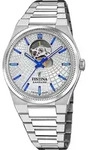 Festina Armbanduhr Automatic Riv&eacute; Swiss Made Silver & Blue - Silber