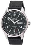 Lorus Herren-Uhr Automatik Edelstahl mit Textilband RL411BX9 - Schwarz