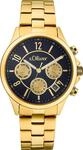 s.Oliver Damen Uhr Armbanduhr Chronograph Edelstahl IP Gold 2033555
