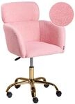 BELIANI B&uuml;rostuhl Rosa Boucl&eacute; H&ouml;henverstellbar Drehbar Modernes Design...