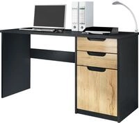 Vladon Schreibtisch Logan, Germany, B&uuml;rotisch mit 2 Schubladen und 1 T&uuml;r, Schwarz