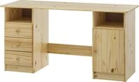 M&ouml;bilia Schreibtisch | 3 Schubladen, 1 T&uuml;r, 2 offene F&auml;cher | Kiefer-Holz...