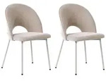 BELIANI Esszimmerstuhl 2er Set Beige Chenille mit Metallbeinen Retro Glamour&ouml;s