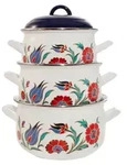 Serenk Premium Emailliertes Kochtopf-Set, 3-teilig, tief und gew&ouml;lbt, 18/20/22...
