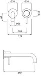 Herzbach MODUL7 Waschtisch-Wandbatterie Farbset 240mm Chrom - Silber