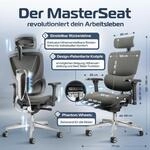 CLOUVOU MasterSeat Grau B&uuml;rostuhl, Schreibtischstuhl, ergonomisch, Chefsessel f&uuml;r