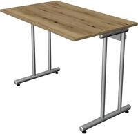 Kerkmann Smart office Schreibtisch eiche rechteckig, C-Fu&szlig;-Gestell silber 100,0 x