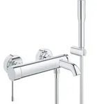 GROHE Essence New Einhand-Wannenbatterie mit Brausegarnitur - Silber