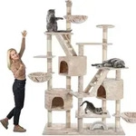 HAPPYPET Kratzbaum deckenhoch 260 cm hoch, Kletterbaum SAM &ndash; Gro&szlig;er XXL Katzenbaum