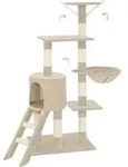 tectake&reg; Kratzbaum Dominik 144 cm inklusive Treppe, 3 Spielm&auml;usen und Kippschutz -