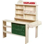roba Kaufladen, Holz natur, Verkaufsstand mit 4 Schubladen, Uhr, Tafel, Theke &