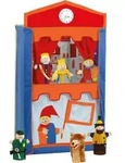 roba Kasperletheater, Puppentheater inkl. 6 Handpuppen, Kaspertheater aus Massivholz,