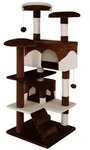 lionto Katzenkratzbaum, 130 cm gro&szlig;er Kratz- & Spielbaum mit 2 H&ouml;hlen, Treppe, 3