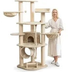 HAPPYPET Kratzbaum f&uuml;r Katzen gro&szlig; 181 cm hoch - Stabiler Kletterbaum Katzenbaum,