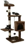 lionto Kratzbaum f&uuml;r Katzen 112 cm hoch, mit H&ouml;hle, Sisalseil, Pl&uuml;schb&auml;llen &