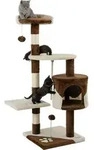 lionto Kratzbaum f&uuml;r Katzen 112 cm hoch, mit H&ouml;hle, Sisalseil, Pl&uuml;schb&auml;llen &