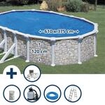 Stahlwandpool Set (6-teilig) hoch oval 610 x 375 x 120 cm, Stahl 0,45mm...
