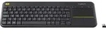Logitech K400 Plus, Volle Gr&ouml;&szlig;e (100%), Kabellos, RF Wireless, AZERTY, Schwarz -