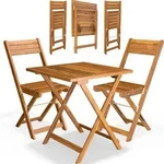 CASARIA&reg; Balkonm&ouml;bel Set 2 Personen Wetterfest Holz Vormontiert Klappbar 110kg