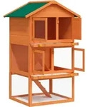 vidaXL Kaninchenstall Kleintierhaus Hasenstall 3 Ebenen Holz - Braun