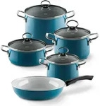 RIESS 0558-010 RIESS Emaille Topfset 5-tlg. Nouvelle extra stark, Aquamarine -