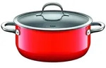 Silit Passion RED LOW Casserole 21.0129.7048 Kochtopf inkl. Deckel, emailliert, 24 cm