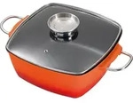 28x28cm KING&reg; Br&auml;ter Aluguss hoch / mit Glasdeckel und Aromaknopf / Farbe: