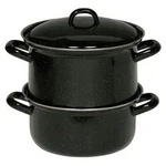Riess Kartoffelkocher mit Deckel &Oslash;18cm 2 Liter 3 teilig Classic Schwarz Emaille -