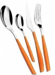 BESTECKSET 24er Set f&uuml;r 6 Personen Edelstahl Tafel Besteck Orangefarben BUGATTI -
