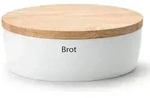 CONTINENTA Brot-Topf aus Keramik weiss mit Holzdeckel - Wei&szlig;