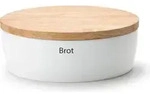 CONTINENTA Brottopf XL aus Keramik mit Holzdeckel - Wei&szlig;