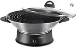 Tefal Multiwok WO3000, Silber, 8 Person(en), Glas, 2 m, 1200 W, 25 cm - Schwarz