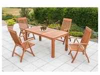 Merxx 5tlg. Comodoro Gartenmöbelset - 4 Sessel, 1 Tisch - Farbe: braun - Maße: