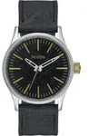 Nixon A377 2222 Sentry 38 Leather Black Brass Herrenuhr - Schwarz/Silber/Gold