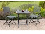 Merxx Gartenm&ouml;bel Set "Samos" 3tlg., 2 Klappst&uuml;hle, Tisch 60 x 60 cm- Stahlgeflecht