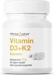 Vitamin D3 + K2 Kapseln 1000 I.E. Vitamin D3 - 60 St&uuml;ck f&uuml;r 2 Monate - Mit 25 mcg
