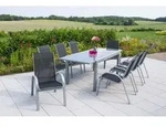 Merxx Gartenm&ouml;belset Amalfi 9tlg. schwarz, 8 Stapelsessel, 1 Ausziehtisch 180 (240)