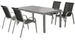 Merxx Gartenm&ouml;bel Set Amalfi schwarz 5tlg., 4 Stapelsessel, 1 Ausziehtisch 140 (200)
