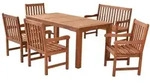 Merxx Gartenm&ouml;belset Santos 6tlg., 4 Sessel, 1 Bank 2-sitzig, 1 Tisch 170 x 90 cm -