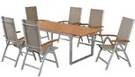 Merxx Gartenm&ouml;belset Naxos 7tlg., 6 Klappsessel, 1 Ausziehtisch 150 (200) x 90 cm -