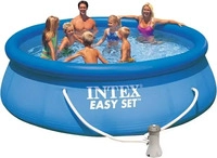 INTEX 28142GN-Blau, Intex runder aufblasbarer Easy Set-Schwimmpool - 396 x 84 cm -