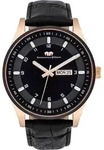 Rhodenwald S&ouml;hne Armband-Uhr Couragian Ros&eacute;gold Echtleder Schwarz 10010111