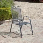 greemotion Gartenst&uuml;hle 6er-Set mit Armlehne Toulouse Metall grau stapelbar